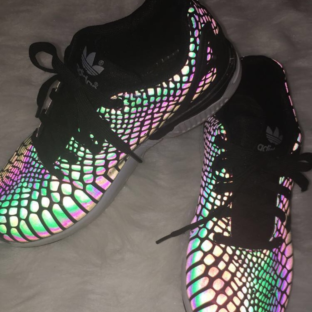 ADIDAS snake pattern reflective tennis shoes